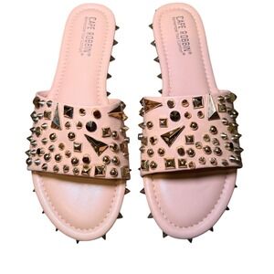 Cape Robbin Tonie Studded Slide Sandals Pink Size 9